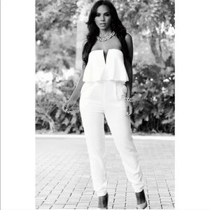 Hommage strapless white jumpsuit